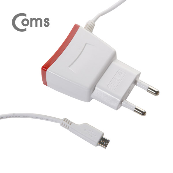 Coms G POWER 가정용 5V/1.2A 충전기 (케이블 일체형)/화이트 / Micro5핀 / 1.2M