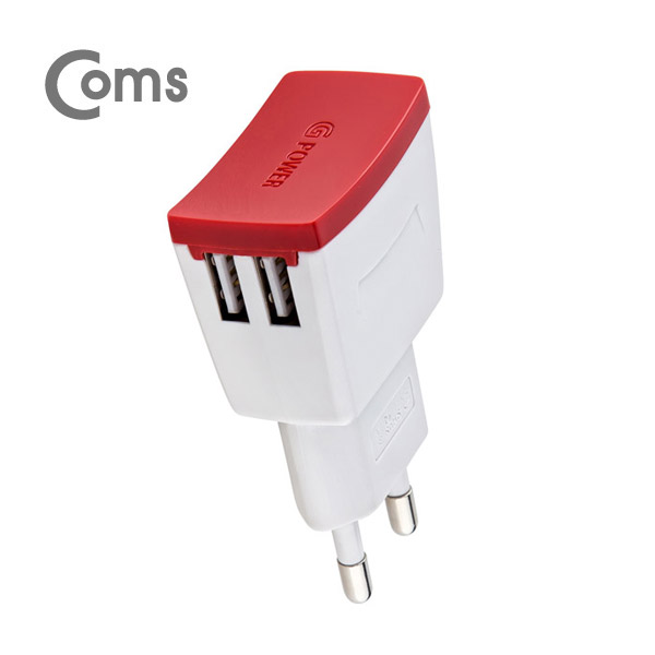 Coms G POWER 가정용 5V/2A 충전기 USB 2포트/화이트 / Micro5핀(1.2M) 케이블포함