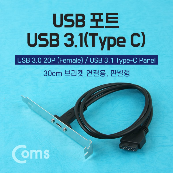 Coms USB 포트/USB 3.1(Type C), 30cm 브라켓 연결용, 판넬형