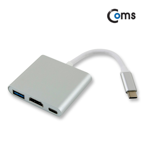 Coms USB 3.1 컨버터(Type C) HDMI 변환, Silver / Type C TO HDMI+C(충전)+USB3.0(F),4K2K