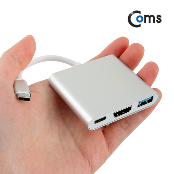 Coms USB 3.1 컨버터(Type C) HDMI 변환, Silver / Type C TO HDMI+C(충전)+USB3.0(F),4K2K