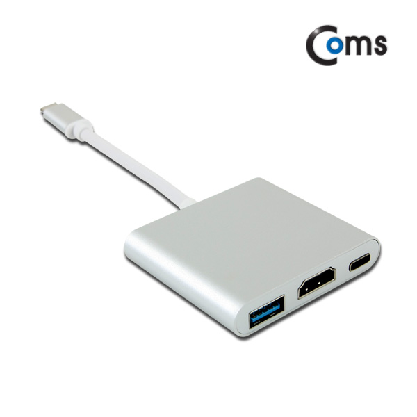 Coms USB 3.1 컨버터(Type C) HDMI 변환, Silver / Type C TO HDMI+C(충전)+USB3.0(F),4K2K