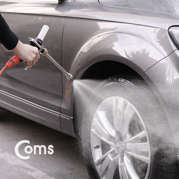 Coms 차량용 셀프 세차기세트(호스/분무기/브러쉬) 20L물통,시가전원 케이블 / 시가잭(시거잭)