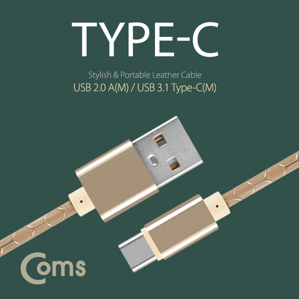 Coms USB 3.1 케이블 (Type C) USB 2.0 A(M)/C(M) 20cm, 가죽 열쇠고리형