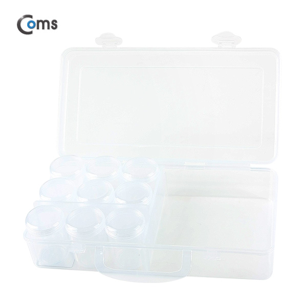 Coms 다용도 PVC 수납함. 4분배/원형용기 9ea