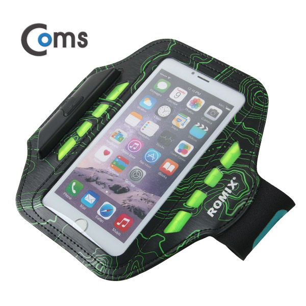 Coms 스마트폰 암밴드(5.5형/LED), Green - 갤노트/A사 스마트폰 6/7 P / iOS 스마트폰