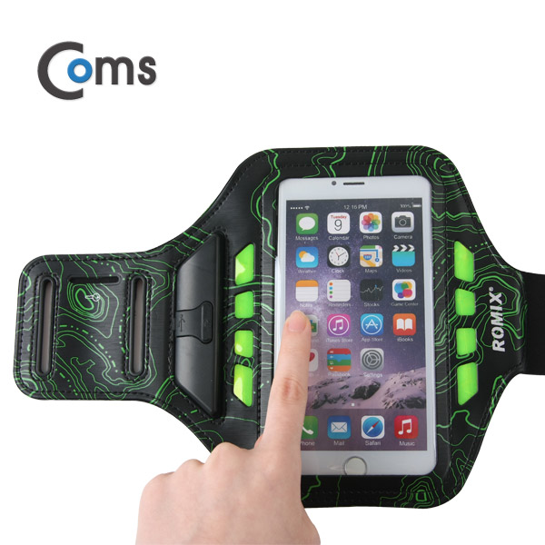 Coms 스마트폰 암밴드(5.5형/LED), Green - 갤노트/A사 스마트폰 6/7 P / iOS 스마트폰