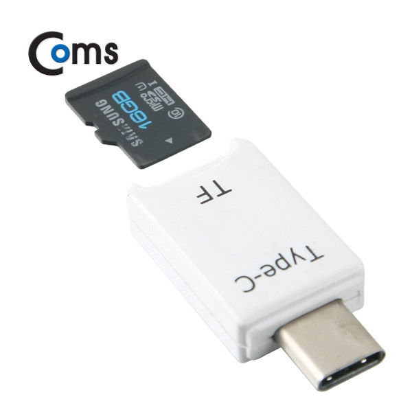 Coms USB 3.1 카드리더기(Type C), Micro SD전용, White