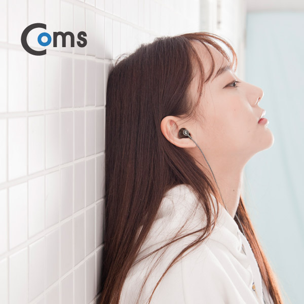 Coms 명품 F3 이어폰 (커널/고정형) 고급 음질, 줄꼬임 방지 케이블 - 블랙