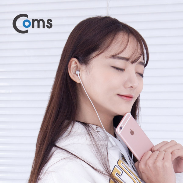Coms 명품 F3 이어폰 (커널/고정형) 고급 음질, 줄꼬임 방지 케이블 - 실버