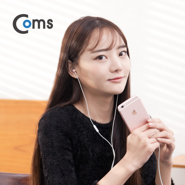 Coms 명품 F3 이어폰 (커널/고정형) 고급 음질, 줄꼬임 방지 케이블 - 로즈골드
