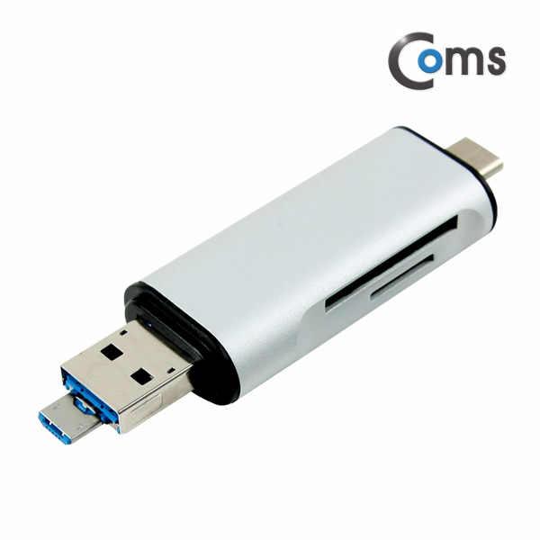 Coms USB 3.1 멀티 카드리더기(Type C), USB/Micro USB/SD/Micro SD