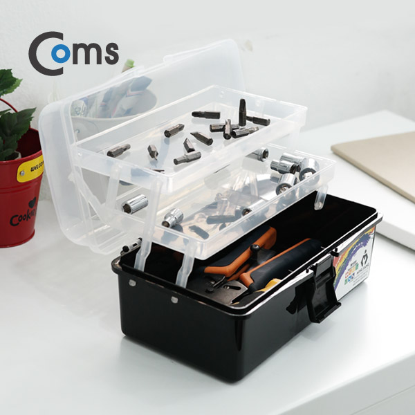 Coms 공구함(3단 케이스) 22.3x13x11cm (Black)