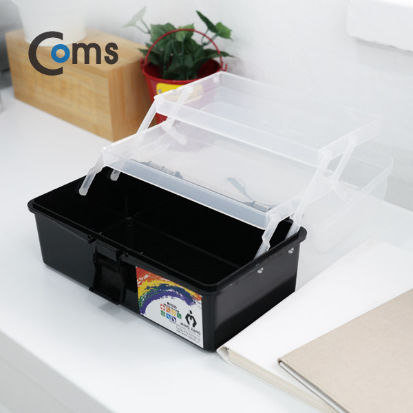 Coms 공구함(3단 케이스) 22.3x13x11cm (Black)