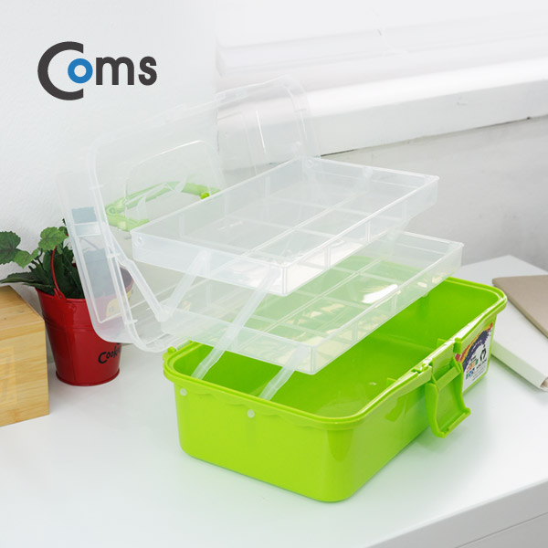 Coms 공구함(3단 케이스) 32x18.7x14.5cm (Green)