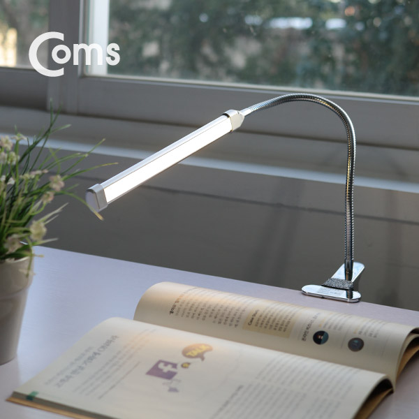 Coms USB 램프(LED바), 클립고정/Silver, 18cm 밝기/색상 조절