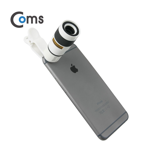 Coms 스마트폰 카메라 확대경, 확대줌(8x) 클립 고정(만능)