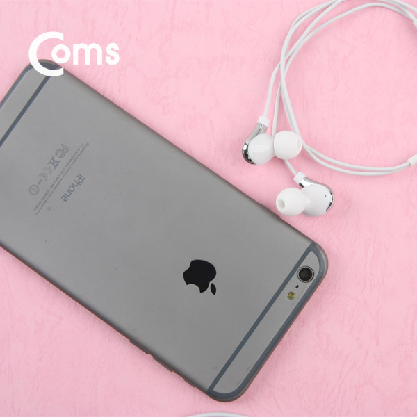 Coms 커널형 이어폰 / 핸즈프리 / 볼륨조절+다음곡 / 4극 / 화이트