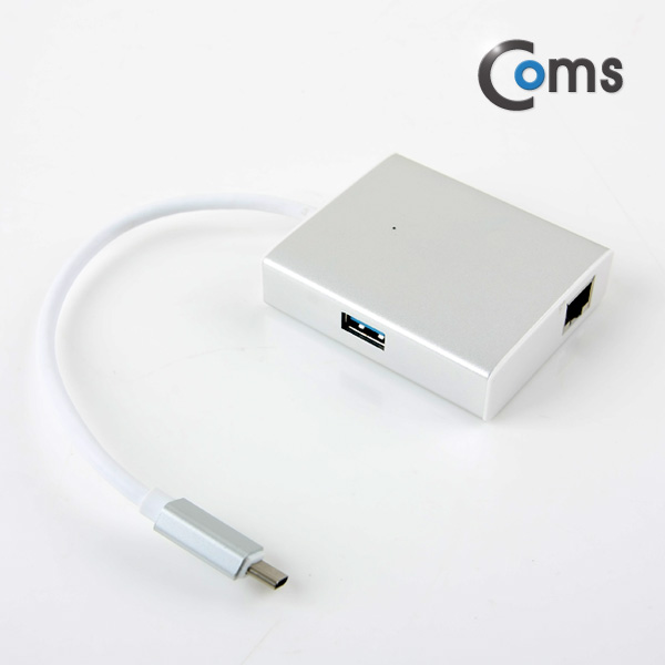 Coms USB 3.1 컨버터(Type C), 랜(10/100Mbps) + USB 3.0 HUB 2P
