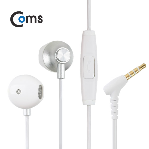 Coms 커널형 이어폰 / 4극 / 리모컨+마이크 / 핸즈프리 통화 / 화이트
