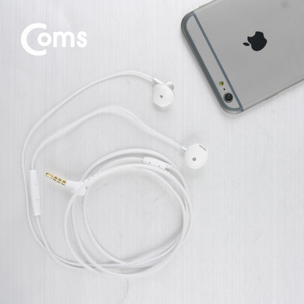 Coms 커널형 이어폰 / 4극 / 리모컨+마이크 / 핸즈프리 통화 / 화이트