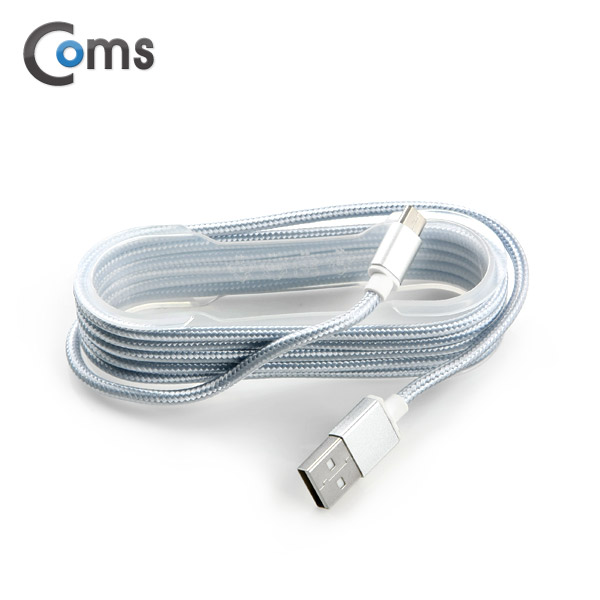 Coms 안드로이드 케이블(Micro USB 5Pin)가이드 1.5M/Silver, 정리홀더