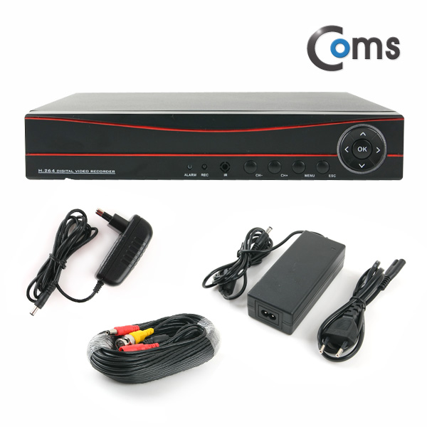 Coms CCTV 키트#1 / 4채널 패키지(DVR+4EA 카메라 + 케이블)_AHD 1080P지원/200만화소
