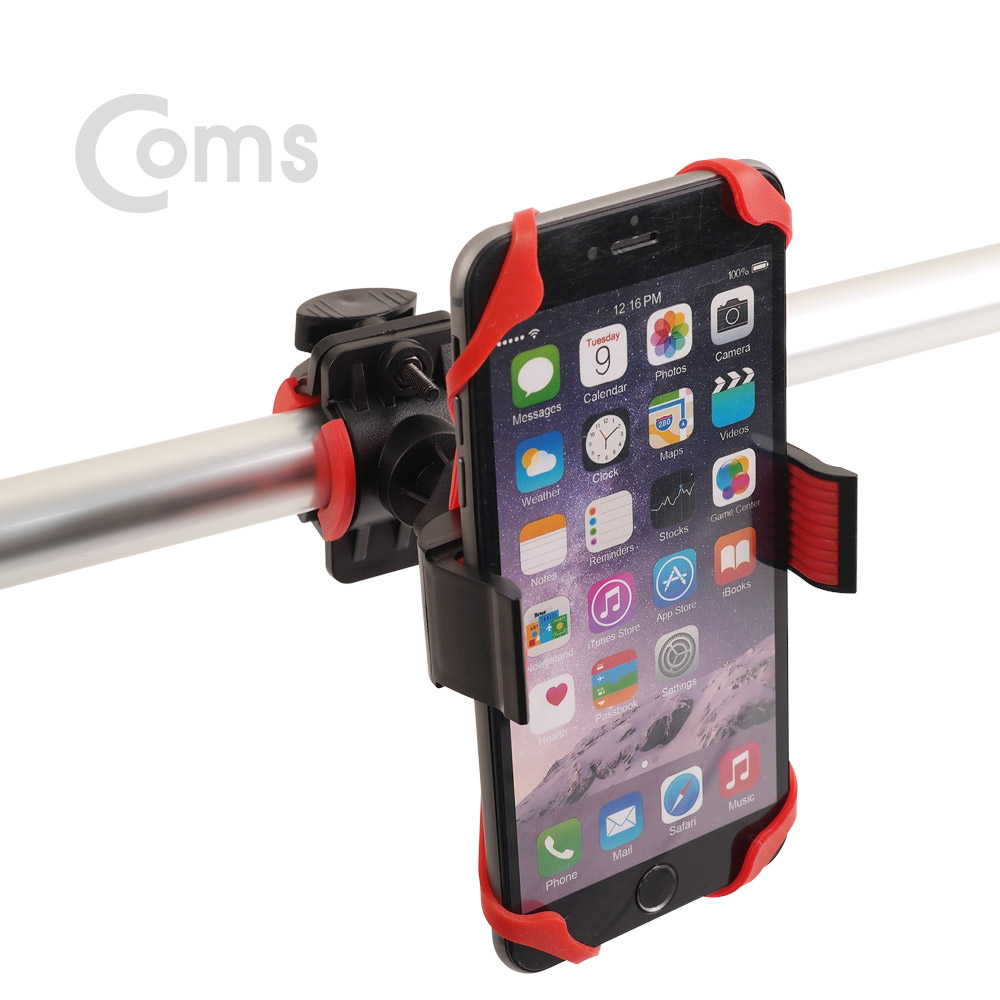 Coms 자전거 휴대폰 /스마트폰 거치대. Slide, 고무패드 고정 / Red