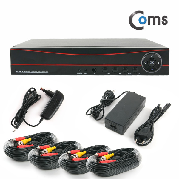 Coms CCTV 키트#2 4채널 패키지(DVR+실외용카메라*4EA+케이블)AHD 1080P지원/200만화소