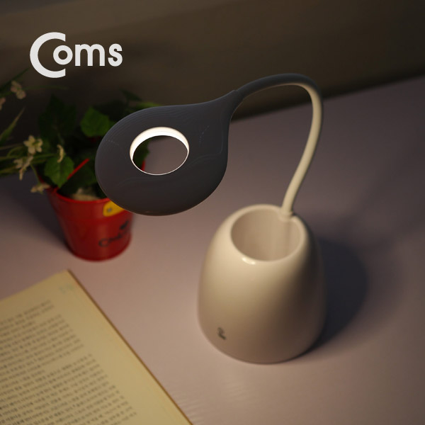 Coms USB 램프(충전식) 원형 LED/터치 on, 펜보관