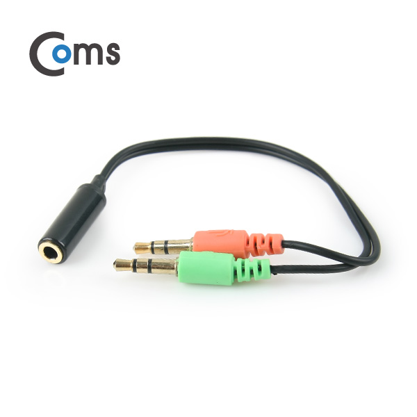 Coms 스마트폰 이어폰/마이크 연장 케이블 15cm (ST 4극 F/ST Mx2, Y형/Red & Green)/Stereo