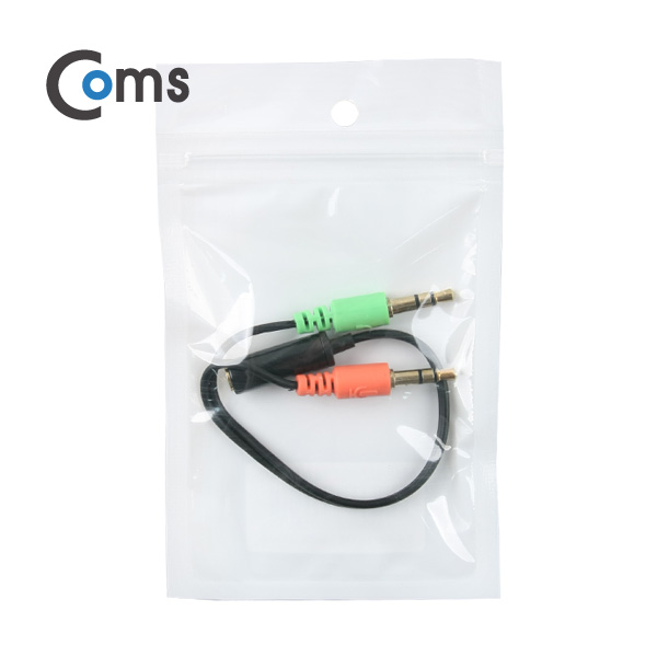 Coms 스마트폰 이어폰/마이크 연장 케이블 15cm (ST 4극 F/ST Mx2, Y형/Red & Green)/Stereo