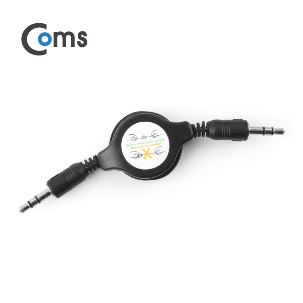 Coms 스테레오 자동감김 케이블(M/M) 75cm, Black/Stereo