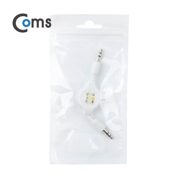 Coms 스테레오 자동감김 케이블(M/M) 75cm, White/Stereo