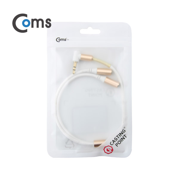 Coms AUX 케이블(3극) Y형 2분배/30cm, White