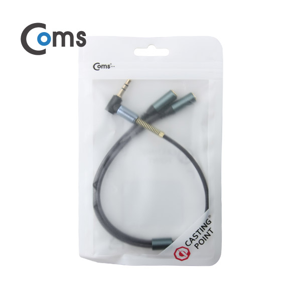 Coms AUX 케이블(3극) Y형 2분배/30cm, Black