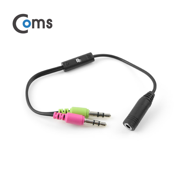 Coms 스마트폰 스테레오 젠더 Y형, 3.5(F) 4극/3.5(M)x2 / 스위치(미국식/유럽식)/Stereo
