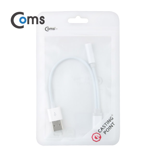 Coms 라이트닝 AUX 젠더 White, USB 충전