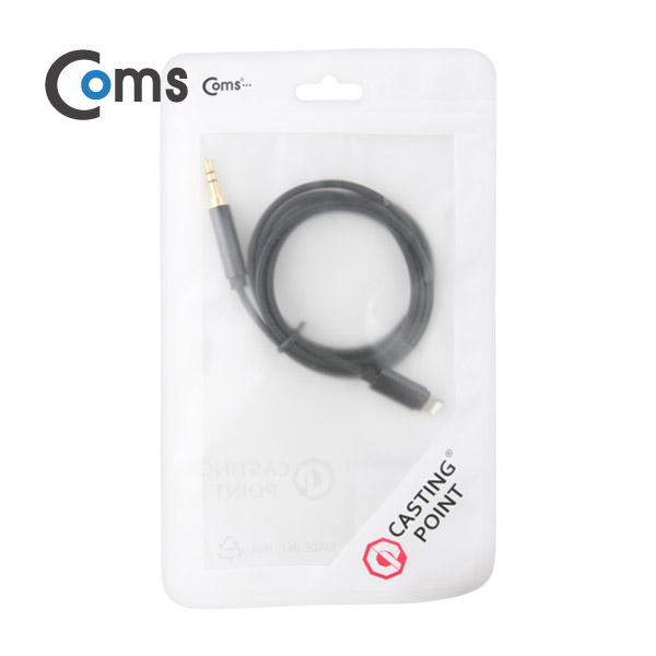 Coms IOS 8핀 (8Pin) AUX(스테레오) 케이블 90cm, Black