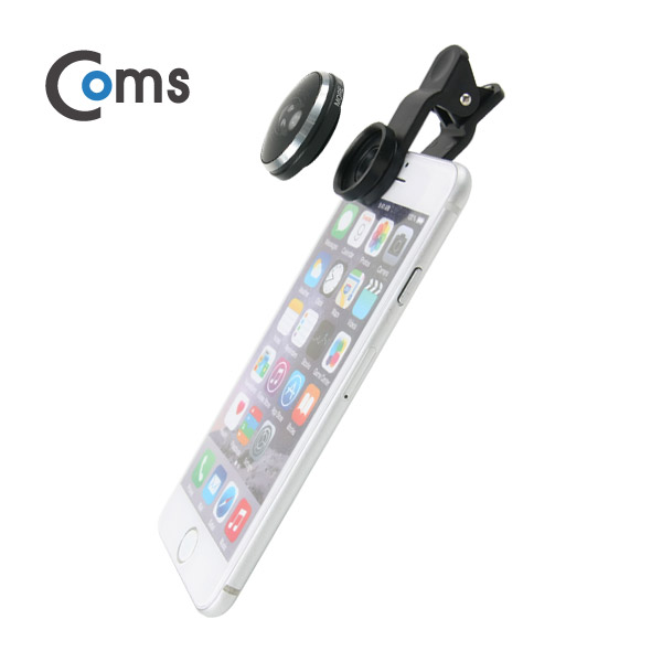 Coms 스마트폰 카메라 확대경(2 in 1) 셀카렌즈, 19X Macro / 235도 슈퍼피쉬아이