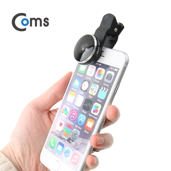 Coms 스마트폰 카메라 확대경(2 in 1) 셀카렌즈, 19X Macro / 235도 슈퍼피쉬아이