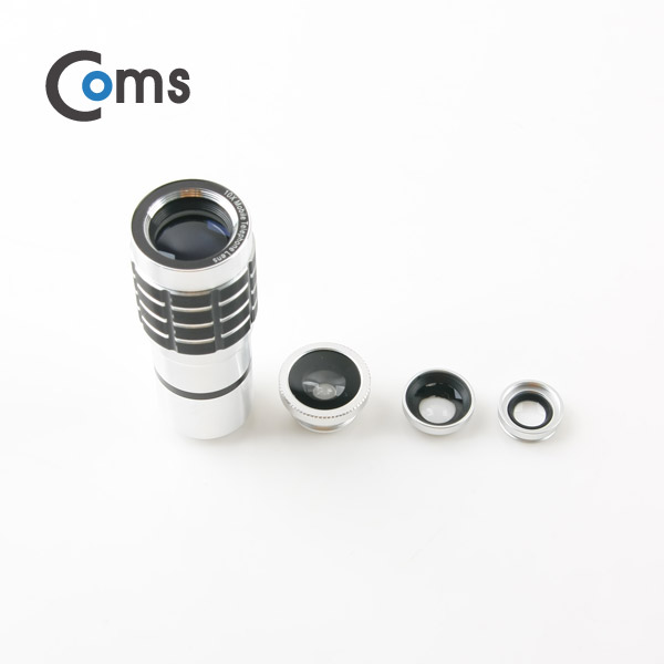 Coms 스마트폰 카메라 확대경(4 in 1), 10배줌 (10x)- Macro/피쉬아이/Wide/망원렌즈