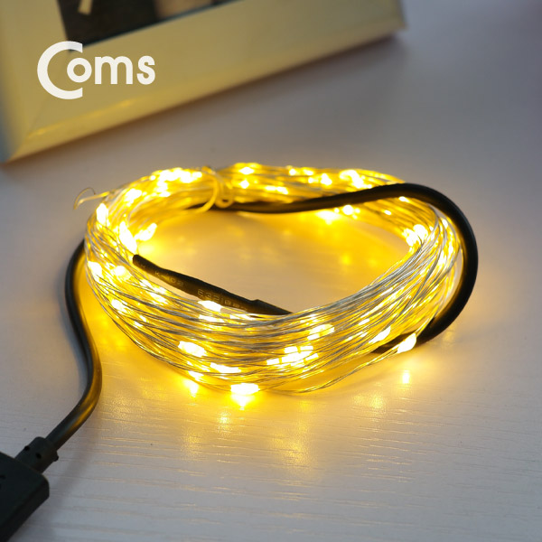 Coms USB LED 케이블 Yellow, 속도/밝기 조절 / 케이블길이 10M