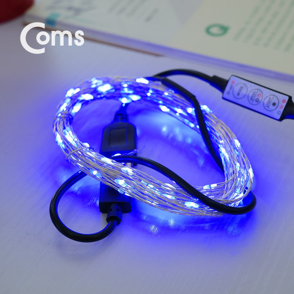 Coms USB LED 케이블 Blue, 속도/밝기 조절 / 케이블길이 10M