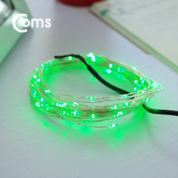 Coms USB LED 케이블 Green, 속도/밝기 조절 / 케이블길이 10M
