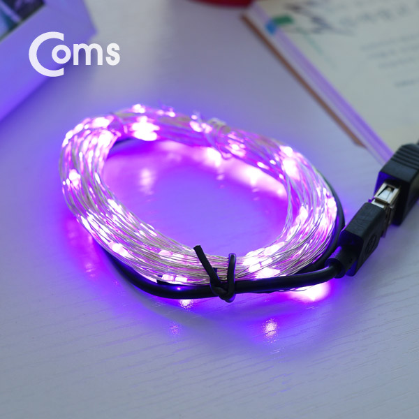 Coms USB LED 케이블 Purple, 속도/밝기 조절 / 케이블길이 10M