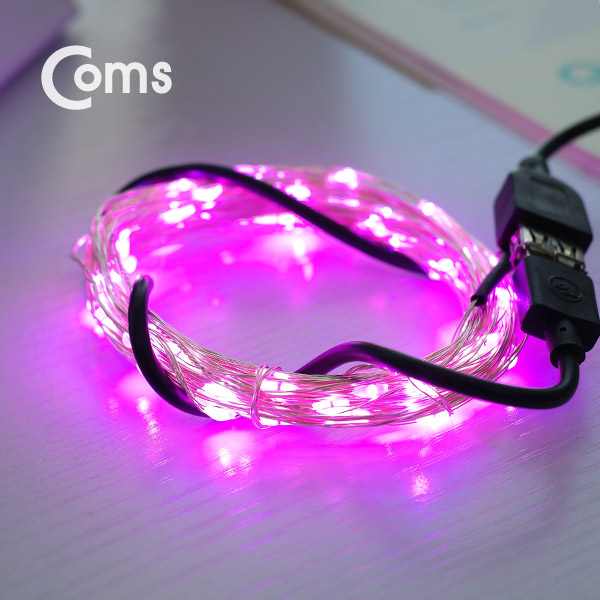 Coms USB LED 케이블 Pink, 속도/밝기 조절 / 케이블길이 10M