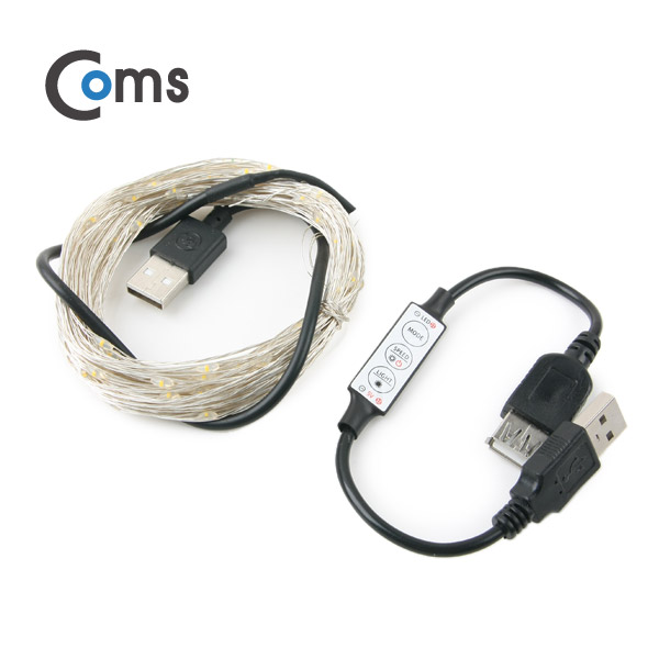 Coms USB LED 케이블 Red, 속도/밝기 조절 / 케이블길이 10M