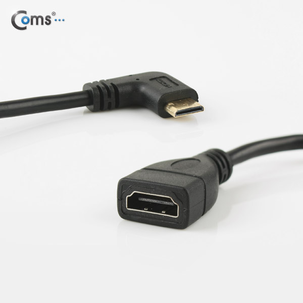 Coms HDMI 젠더(Mini HDMI M/HDMI F), 좌향꺾임(꺽임) 10cm