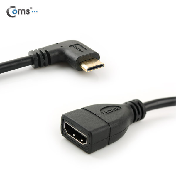Coms HDMI 젠더(Mini HDMI M/HDMI F), 우향꺾임(꺽임), 10cm